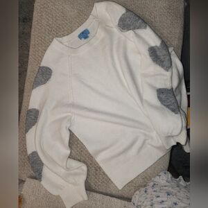 Cece cream grey hearts sleeve sweater sz L